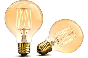 Aurorast Vintage E27 Bulb, Antique Retro Lamp Wire 220-240V Large Bulb 40W Edison Globe G80 Filament Bulb Warm White, 2 Pack