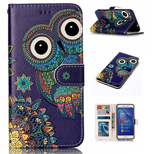 Huawei P8 lite 2017 Case,BONROY® Huawei P8 lite 2017 Painting design PU Leather Phone Holster Case, Flip Folio Book Case, Wallet Cover with Stand Function, Card Slots Money Pouch Protective Leather Wallet Case for Huawei P8 lite 2017