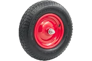 STI Ruota 4.8/4.00-8 Ø 390mm Gomma Pneumatica per Carriola compreso asse 150mm x 20mm