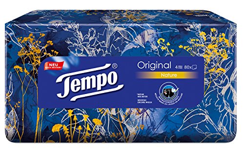 Tempo Taschentücher Original Trio-Box, 4-lagige Tempos in praktischer Tücherbox mit tollem Design, 3 x 80 Tücher (240 Tücher) - 3