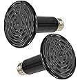 ECVV Reptile Heat Lamp Bulb 150W 2-Pack, Ceramic Infrared Heating Light No Harm Emitter Bulbs for Amphibian Pet & Incubating Chicken