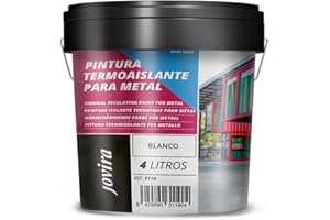 JOVIRA PINTURAS PINTURA TERMOAISLANTE, para Metal al Agua. Especial para Tejados y Naves Industriales (Acero, Galvanizado, Chapa, Metal) (4 Litros, Blanco) A-52B