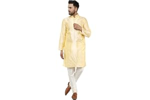 SKAVIJ Herren Dupion Seiden Kurta Pyjama Set – Indische Festliche Kleidung aus – Traditionelle Tunika mit Hose für Hochzeit & Feste
