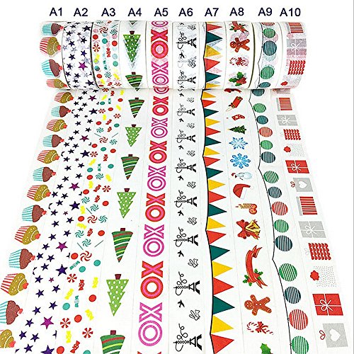 Cosanter Cosanter 10PCS de Washi Tape Cintas Decorativas Patr  n de Color para Manualidades y DIY