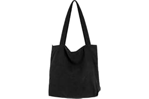 EKOCEV Bolsa De Pana Grande Para Mujer Con Cremallera, Bolsillos y Compartimentos - Bolso De Hombro De Tela Para Verano, Playa, Viajes, Trabajo, Escuela y Uso Diario (Negra)