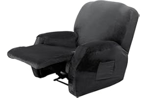 Jianyana Copripoltrona Relax Reclinabile Velluto 1 posto, 4-Pezzo Fodera per poltrona reclinabile con Tasca, Lavabile Antiscivolo Copripoltrona per Poltrona Reclinabile Protezione