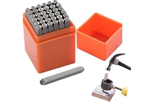 Mailfull 37 Piezas Números y Letras de Metal Perforados 3 mm Punzones para Metal Alfabeto A-Z Número 0-9 para Estampar Metal Plástico Madera Cuero