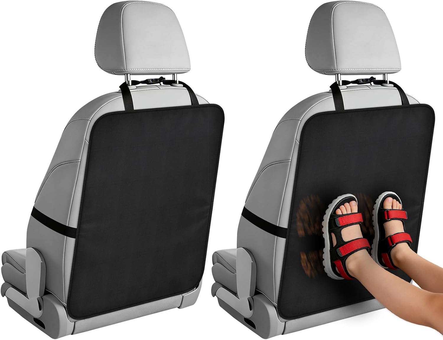 URAQT Car Seat Back Protectors 2 Pack 60x45cm, Waterproof Oxford Cloth Kick Mats for Back of Car Seats, Universal Anti-Dirty Seat Protection for Cars SUVs Trucks, Easy Install with Adjustable Straps