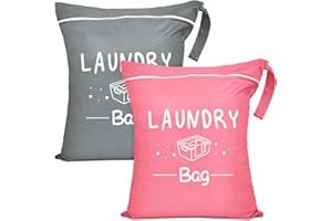 PASHOP Reise Wäschesack Klein mit Reißverschluss, Wasserdichte Reise Wäschebeutel für Schmutzwäsche, Badebekleidung, Waschbarer Camping Dry Wetbag Stoffwindeln, Geeignet für Fitness (Rosa+Grau)