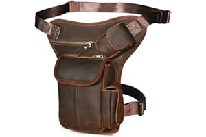 Le'aokuu męska torba z prawdziwej skóry saszetka na nogę saszetka na nogę zewnętrzna saszetka na nogę saszetka na biodro saszetka na udo motocykl taktyczna torba listonoszka 3106 (1 3106 Ciemnobrązowy)
