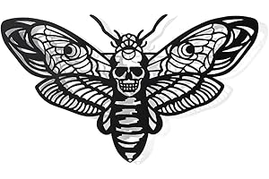 NBEADS Moth Shape Metal Wall Art Decor, Black Wall Hanging Decor Silhouette Wall Art for Home Bedroom Living Room Bathroom Kitchen Office Garden Hotel Wall Decoration, 17.6x30x0.1cm