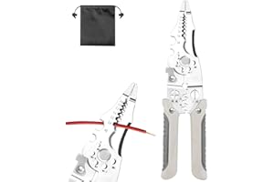 SHOWANER Multifunctional Wire Stripper Crimper Cable Cutter Pliers, Professional Electrical Wire Stripping Pliers, Stainless Steel Electrical Wire Stripping Pliers and Crimping Tool with Storage Bag
