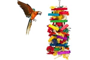 POPETPOP Jouets à Mâcher pour Oiseaux, Jouets en Bois pour Perroquet, Corde de Morsure en Bois Flexible pour Oiseaux Perruches Cockatiels et Oiseaux d'amour - Taille L