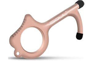 iSOUL Contactless Door Opener Tool, Antimicrobial Hygiene Keychain, EDC Ergonomic Hook No Touch Key Safety Tool for Outdoor Public Door Handle Closer Touchscreen Button ATM & Mobile Stylus