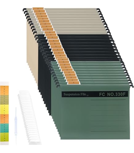thumbnail image 2 of Hanging File Folders File System 34 Pieces Hanging File Rail And Clip Set 30 Black Hanging File Clips 4 Hanging F Organizing Folder Filing Cabinet Rails 2 of 9