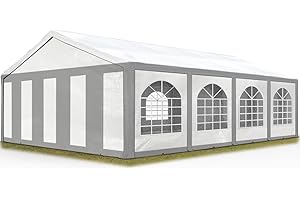 TOOLPORT Carpa de Fiesta 5x8 m Carpa para Fiestas Carpa de Lona PE 450 N Carpa de jardín Carpa para Fiestas Gris-Blanc Impermeable