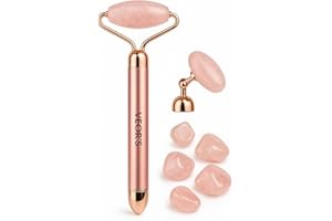 GENÉRICO Rodillo Facial Eléctrico con Jade Rosa Natural – Masajeador Vibratorio Tonificante | Cierra Poros, Mejora Circulación y Absorción | Efecto Lifting y Relax Diario