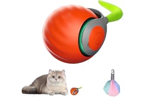 Eznaobo Boule interactive pour chat avec queue remplaçable, jouet interactif intelligent pour animaux de compagnie, 2 vitesses, jouets électriques automatiques pour chats d'intérieur, jouets