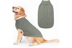 BINGPET Rollkragen-Strickpullover für Hunde - Klassischer Zopfstrick-Hundepullover, warme Haustier-Winterkleidung-Outfits für Hunde Katzen in der kalten Jahreszeit