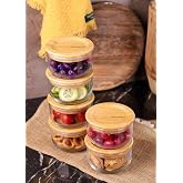 Bambum Duo 300ml 6'lı Bambu Kapaklı Cam Kahvaltılık Seti