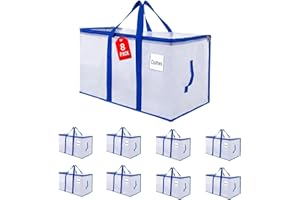 ZFWDSY Umzugstaschen 93 L, 8er-Pack Aufbewahrungstaschen mit Reißverschluss, Umzugskartons Heavy Duty Extragroß, Packtaschen für Umzugsbedarf, Faltbare Reisetasche oder moving bag