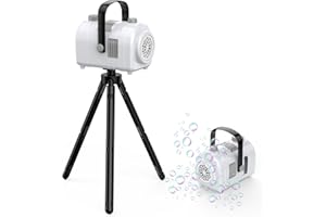 PHNIXGAM Seifenblasenmaschine große Kapazität, automatische Kinder Blase Gebläse mit 10-Loch-2 Geschwindigkeiten 22oz Kapazität, wiederaufladbare Blase Spielzeug mit Stativ für innen, im Freien (Weiß)