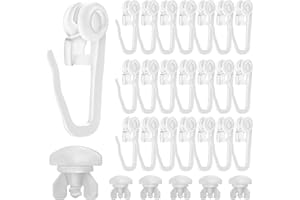 LFBEST Wysokiej jakości rolki do karniszy szyn, 100 sztuk, haczyki firan 8 mm, wymiary standardowe, ślizgacze zasłon 4-6 mm, ślizgacze szyn, w zestawie 6 blokad