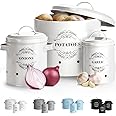Virklyee Set di barattoli per Patate, Aglio, Cipolla Set da 3 Conservazione aglio e cipolle Contenitore per patate, Frutta e 