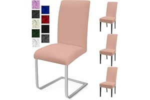 EOZAKAVOD Coprisedie con Schienale 4PCS, Universale Fodere Coprisedie Moderno Coperture per Sedie Coprisedia Elasticizzato Lavabile Estraibile Copertura della Sedia Coprisedia per Hotel,Feste(Sabbia,4PCS)-C