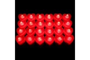 LOGHOG Heart Shape LED Candles Light Pack of 24, Flameless Flickering Love Candle Light for Marriage Proposal, Wedding, Valentine's Day, Anniversary, Thanksgiving (Red Light