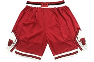 WEOPLKIN NBA Chicago Bulls Short Basketball Homme Fans Shorts D'Été Basket-Ball Shorts de Gym Élasticité D'entraînement Sports Shorts Extérieur Sportswear Shorts Retro