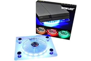 WOWLED USB RGB LED Cooler Cooling Fan Stand, Multi-Color LED Light Cooler Pad Stand Accessories Compatible with PS4, PS4 Pro, PS4 Slim, Xbox One X, Notebook, Laptop, Consoles