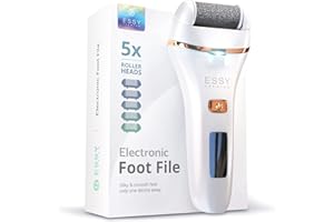 Essy Pedicure Elettrico Professionale Piedi con 5 Rulli Sostituibili Rimuovi Calli Piedi Elettrico Fresa Lima Talloni Cura Pulizia Calli e Duroni Rimozione Pedicure Macchinetta Professionale (Bianco)