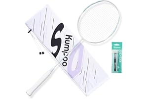 KUMPOO Badminton Racket 5U Lightweight, Carbon Fiber Badminton Racket Set with Grip Tape & Cover, Pro Badminton Racket with String for Beginner, Intermediate Players Outdoor Games, Training