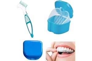 BINQILIN 3 PCS Boîte De Dentiers Boîte de Rangement pour Prothèses avec Brosse Boîte d'orthodontie pour Le Nettoyage des Fausses Dents