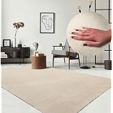 the carpet Relax Rug, Modern, Fluffy, Short Pile, Non-Slip Underside, Washable up to 30 °C, Super-Soft, Fur Look, Beige, 240 