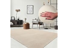 the carpet Relax Rug, Fluffy, Short Pile, Non-Slip Underside, Washable up to 30 °C, Super-Soft, Fur Look, Beige, 200 x 280 cm