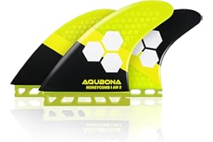 AQUBONA Dual Tab II AM FINS - Pinne per tavola da surf in fibra di vetro per il surf con borsa per pinna, chiave per pinna e multicolori (set piccoli, medi, grandi)