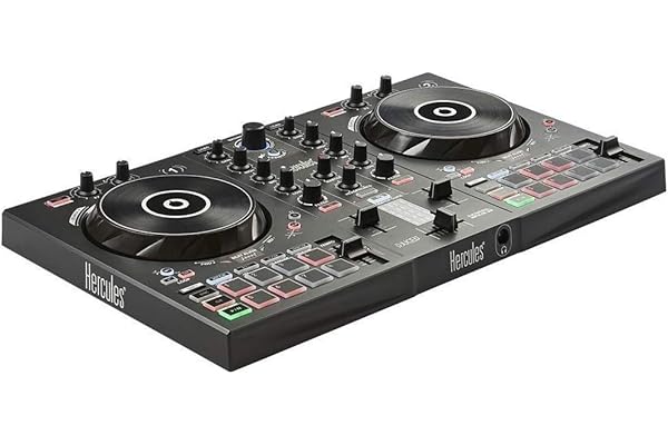 Hercules DJControl Inpulse 300 – Contrôleur DJ USB - 2 pistes avec 16 pads et carte son - Logiciel et tutoriels inclus