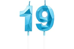 DTXLX 19th Birthday Candles, Blue Number 19 Candles Birthday Decoration, Happy Birthday Cake Toppers, for Birthday Parties Weddings Company Anniversaries (Blue #19)
