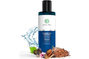 green idea - Huile de douche à l'huile de pépins de raisin - Bois de santal | Formule douce - pour peaux sèches | sans conservateurs | SLES gratuit | VÉGÉTALIEN 200 ml
