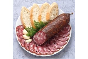 MEDITERRANE DELIKATESSEN Luftgetrocknete Hausgemachte Salami mit Pfefferkörner und Knoblauch Dauerwurst am Stück nach Bauernart 500g egalisiert perfekt zur Brotzeit und zur Jause als belegtes Wurst Brot (500g)