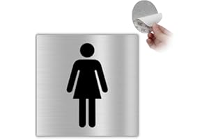 LEIASA | Cartello Adesivo Bagno Donna - 10x10 cm - Spessore 0,8 mm - Alluminio - WC Femminile - Targa Toilette - Cartello Adesivo 3M