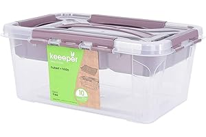 keeeper Caja de almacenaje con tapa y accesorio, 29 x 19 x 12,4 cm, 4,2 l, Hubert+Hilda, Transparente/Taupe (gris)