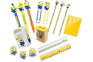 ✏📏📐✂📎📝 Seven Set da Scrittura Kit 9 pezzi: Penna, Matita, Righello, Temperino, Graffetta Segnalibro, 3 Gomme da cancellare, Mini Bloc Notes