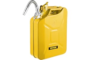 VEVOR Jerry Fuel Can, 5.3 Gallon / 20 L Portable Jerry Gas Can with Flexible Spout System, Rustproof ＆ Heat-resistant Steel Fuel Tank for Cars Trucks Equipment, Yellow