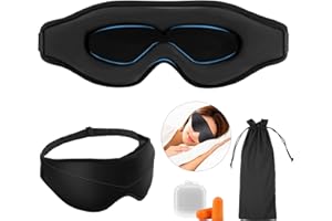 LEGEZON Masque de Nuit, Masque de Sommeil pour Homme Femme, Doux Zéro-Pression Masque pour Dormir, Bandeau Yeux Sommeil,13 mm Contour Profond, Sangle Réglable Cache Yeux pour Dormir Voyage Avion 3D Sleep Mask