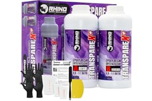 Kit Resina Epoxi Transparente RHINO Smart Solutions TRANSPAREX+ 2000ml para Manualidades - 1000ml Resina Líquida Transparente + 1000ml Endurecedor (1:1) para DIY, Arte, Modelado, Joyería, Bricolaje