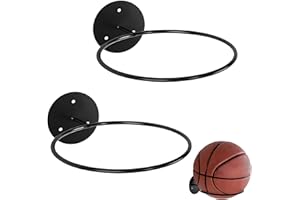 xlwen 2 Pièces Support Mural pour Ballon, Muraux pour Ballon De Sport, Support en Métal de Balle Mural Vous Pouvez Afficher Votre Ballon de Basket-Ball, Rugby, Football, Volley-Ball, etc.