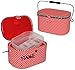 Produktbild 3 in 1 _ XL - Nähkorb / Utensilienbox / Schmuckkasten - " rot mit weißen Punkten " - incl. Name - mit extra Einsatz / herausnehmbaren Fach - groß - Nähkasten mit Metallhenkel - Beautycase / Schmuckkästchen - Nähkästchen / Handarbeitskorb - Utensilo - für Kinder & Erwachsene - Schmuck / Nähzubehör - Kasten / Box Utensilien - gepunktet